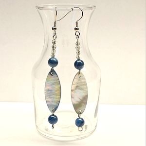Blue Beaded Shell Earrings